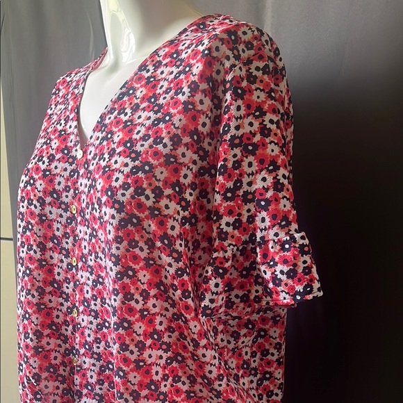 Michael Kors White and Pink Short Sleeve Blouse Size XL - Picture 5 of 7